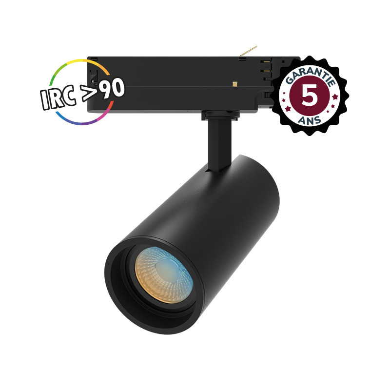 SPOT LED SUR RAIL NOIR 25W CCT IRC90 GARANTIE 5 ANS