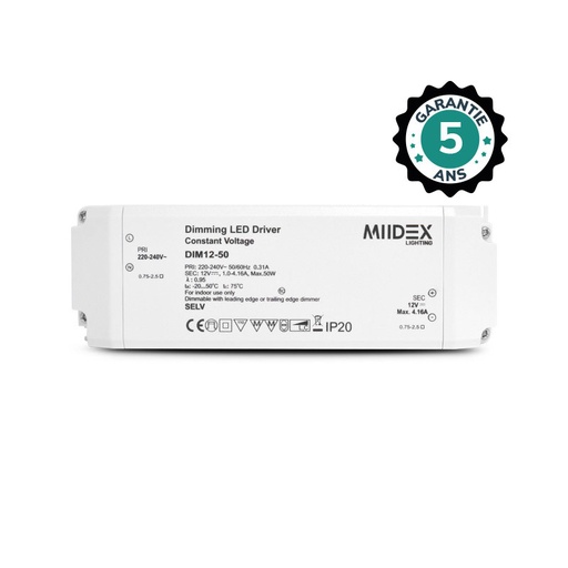 [100179] Voeding voor LED 24VDC 50W Dimbaar Faseafsnijding