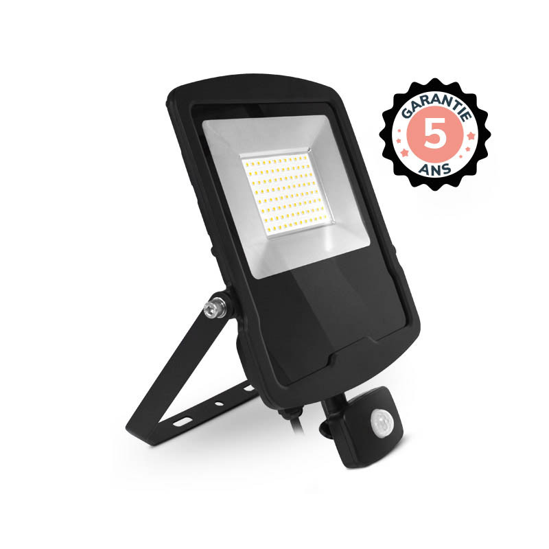 Zwart Flat LED-Schijnwerper + Detector 70W 3000K - 5 jaar garantie