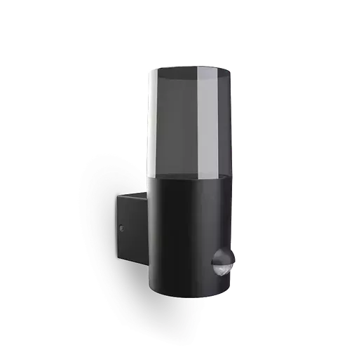 [100939] MUURARMATUUR CILINDRISCH E27 ZWART + IR DETECTOR 