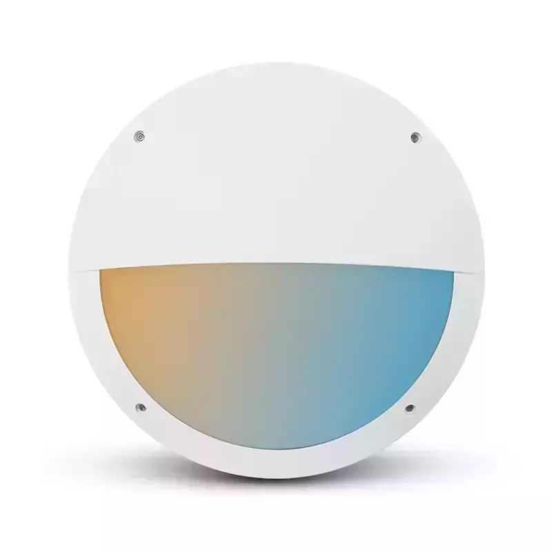 LED Hublot Ø300mm Asymétrique Blanc + Détecteur RF préavis d'extinction 20W CCT IP65