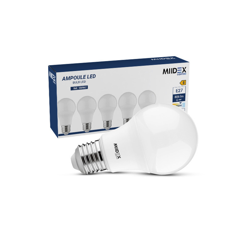 Ampoule LED E27 Bulb 7W 4000K 180° - Pack de 5