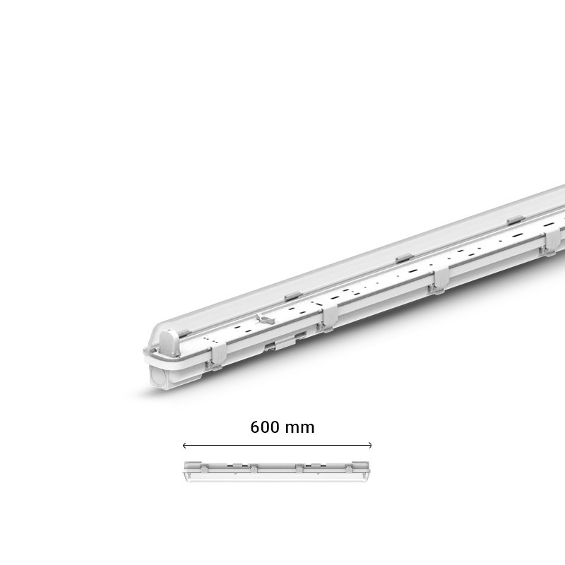 HERMETISCHE ARMATUUR 600 MM VOOR 1 TUBE T8 10W MAX