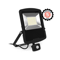 [100159] Projecteur LED Noir + Détecteur 100W 3000K IP65 GARANTIE 5 ANS