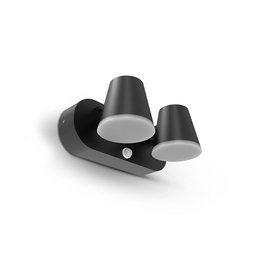 [100937] Applique Murale Double Orientable LED Noir + Détecteur IR 20W 3000K