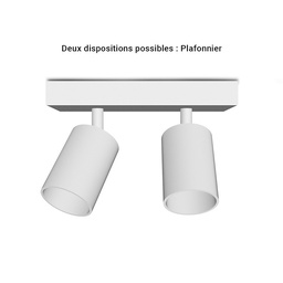 [101071] Applique orientable 2 spots blanche GU10 x2